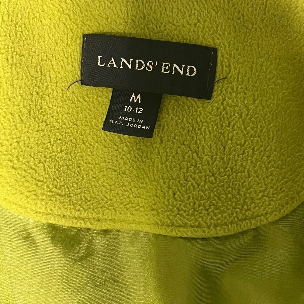 Lands End‎ ThermaCheck Fleece Pea Coat Women's Medium Lime Green Jacket - Picture 6 of 6